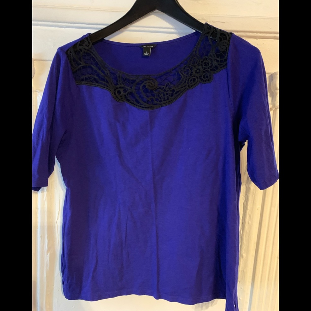 Ann Taylor Cobalt Knit Top, Size Large